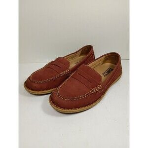 Born Nerina Womens Size 8 M/W Red Brown Leather Slip On Penny Loafer Shoes